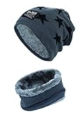 Momoon Dicke Beanie Hut +Schal Set Winter Warmen Schnee Knit Skull Cap für...