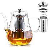 Teekanne mit Siebeinsatz, Teekanne aus Glas mit Siebaufsatz Hitzebeständig...