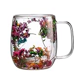 Generisch Getrocknete Blumen Glas Teetasse Doppelwandige Blumen Kaffeetasse...
