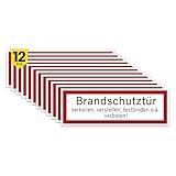 DinAliX 12 x Brandschutztür Aufkleber| 21 x 7.2 cm Feuerschutztür Schild...