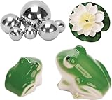 MURISE Miniteich Deko, Schwimmender Frosch aus Keramik 2er Set mit...