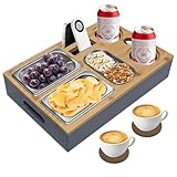 Mauepersu Couchbar, Sofatablett, Couch Bar mit Snackschalen aus Edelstahl,...