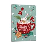 SFXHHWG Weihnachtsposter, rote Tasse mit weißer cremefarbener und...
