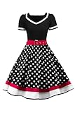 AXOE Damen 50er Jahre Kleider Rockabilly Petticoat mit Gürtel Schwarz...