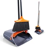 CLEANHOME Besen und Kehrschaufel Set mit langem Stiel, Vier Lagen dichter...