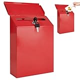 Trendecor 22 x 6.5 x 29cm Briefkasten Anthrazit, Postkasten Anthrazit mit 2...