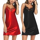 Marvmys Damen Satin Negligee Sexy Babydoll Nachthemd Sommer Spitzen...
