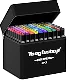 Tongfushop 80 Farben Marker Stifte Set, Meißel & Feine Verdoppelt Spitzt...