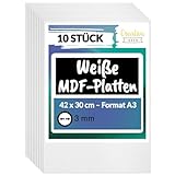 Creative Deco 10 x Weiße A3 MDF Platten | 420 x 300 x 3 mm | Dünne...
