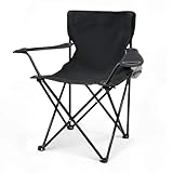 Spetebo Camping Klappstuhl mit Getränkehalter - schwarz - Campingstuhl...