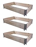 BigDean 3X Hochbeet Palettenrahmen 120x80x20cm groß - Holzrahmen faltbar,...