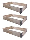 BigDean 3X Hochbeet Palettenrahmen 120x80x20cm groß - Holzrahmen faltbar,...