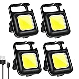 Mini LED Taschenlampe, 4 Stück COB Schlüsselanhänger Arbeitslicht...