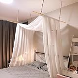 Comtelek Himmelbett Vorhänge mit 2pcs Himmelbett Stange, Organza Stoff...