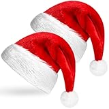 Boyiee 2 Stück Weihnachtsmützen mit Bommel Weihnachtskostüm Festliches...