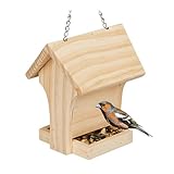 Relaxdays Vogelfutterhaus Holz, zum Aufhängen, Futterspender Wildvögel,...