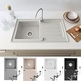 Faizee Möbel | Granitspüle 76x44 cm Weiß | Hochwertige Küchenspüle &...