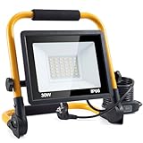 LED Baustrahler, 30W 3600LM Arbeitsleuchte, LED Arbeitsleuchte mit Stecker,...