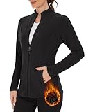 WOWENY Fleecejacke Damen Warm Gefüttert Sweatshirt mit Stehkragen und Full...