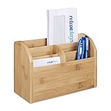 Relaxdays Schreibtisch-Organizer Bambus, Stifteablage, Briefablage, 5...