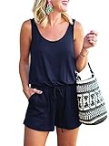 CLOUSPO Jumpsuit Damen Elegant Sommer Kurz Ärmellos Playsuit Einfarbig...