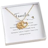 Familienkette personalisierte Kette mit Namen Familie und Herz Anhänger...