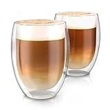 Arendo - doppelwandige Trinkgläser 350ml - Latte Macchiato Cappuccino Tee...
