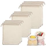 9 Stück Obstnetz, Baumwolle Einkaufsnetz, Wiederverwendbar Netztasche mit...