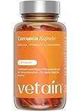 VETAIN Kurkuma Kapseln - 185x höhere Bioverfügbarkeit - Hochdosiertes...