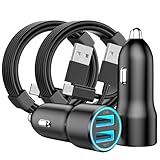 Dual USB Car Charger, Black 2 Pack