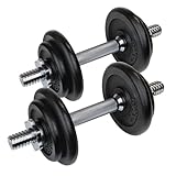BB Sport 20 kg Hanteln Hantelset Gusseisen 2 x Kurzhanteln Set 8...