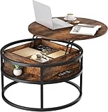 YITAHOME Couchtisch Rund mit Hebeplatte, Wohnzimmertisch mit verstecktem...