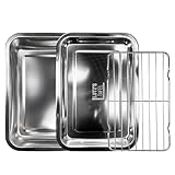 Backbleche & Gitter Set, Emailliert Fettpfanne, Verchromt Backofenrost und...