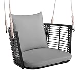 COSTWAY Hängesessel Rattan, bis 180kg belastbar, Hängesitz mit Kissens &...