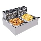 LUNICASHA Friteuse Edelstahl Doppel Fritteuse Fritöse 2x6L Friteuse öl...