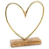 Deko-Figur Herz: Dekofigur zum Hinstellen, Skulptur Metall & Holz, Geschenk...
