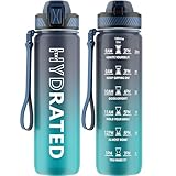 QLUR Trinkflasche, 1L BPA-Frei Tritan Wasserflasche mit Strohhalm,...
