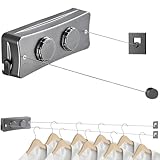 WäScheleine Ausziehbar 2 x 5.1M Edelstahlseil, Wandmontierter Einziehbares...