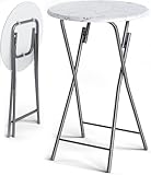 Casaria® Stehtisch Klappbar 110cm Hoch Rund Ø 60cm Outdoor Marmor Holz...