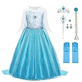 URAQT Mädchen Prinzessin Kostüm, Kinder Kleid 6-teiliges Set mit Krone...