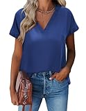 Zeagoo Damen V-Ausschnitt Bluse Kurzarm Lässige Tunika Bluse Sommer...