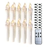 YJY LIGHT Christbaumkerzen LED mit Fernbedienung 20er, Dimmbar & Timer,...