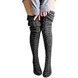 Damen Strümpfe Strick Overknee Socken Dicke Warme Überknie Kniestrümpfe...