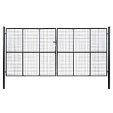 vidaXL Gitter-Gartentor Verzinkter Stahl 415 x 175 cm Grau