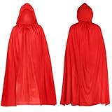 Roter Umhang Mit Kapuze, 120cm Länge, Vampir Umhang Kinder Für Halloween...
