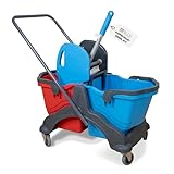 G.I.V. - Reinigungstechnik Putzwagen mit Wischmopp Presse - Doppelfahreimer...