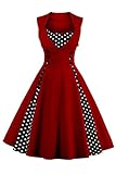 Axoe Damen 50er Jahre Cocktailkleid Rockabilly Elegantes Faltenrock...