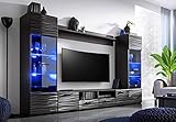 BIM Furniture Wohnwand MODIC 260 cm Anbauwand Wohnzimmer- Set Vitrine...