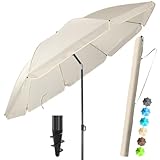 4smile Strandschirm SunnyJoy, Ø 180 cm Beige - UPF 50+ Sonnenschirm Strand...