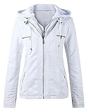 NIULI Damen Kunstleder Bikerjacke Damen Langarm Lederjacke Motorrad...